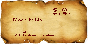 Bloch Milán névjegykártya
